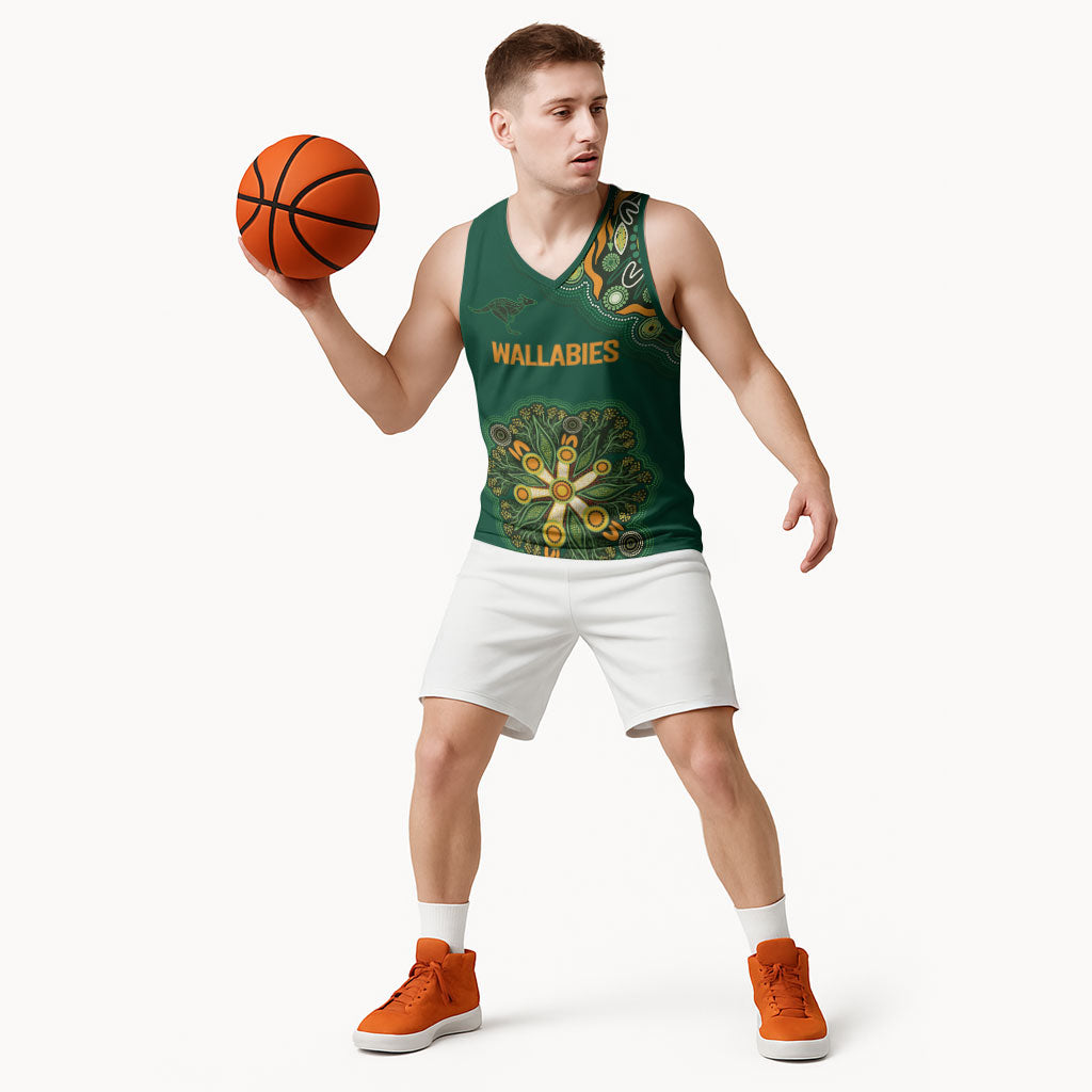 Australia Rugby National Heritage Custom Basketball Jersey Indigenous Aboriginal Dot Art