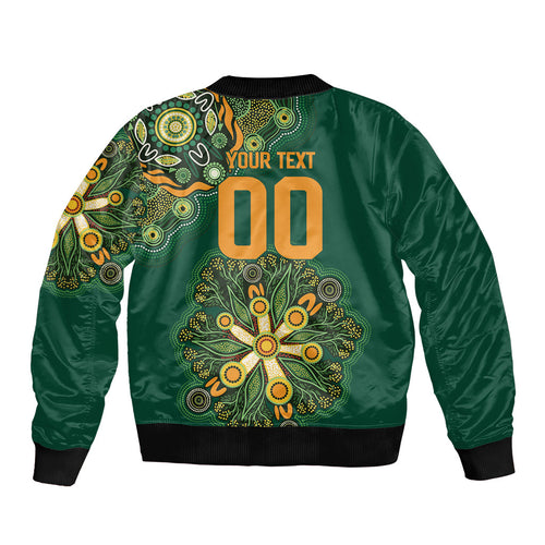 Australia Rugby National Heritage Custom Bomber Jacket Indigenous Aboriginal Dot Art