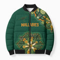 Australia Rugby National Heritage Custom Bomber Puffer Jacket Indigenous Aboriginal Dot Art