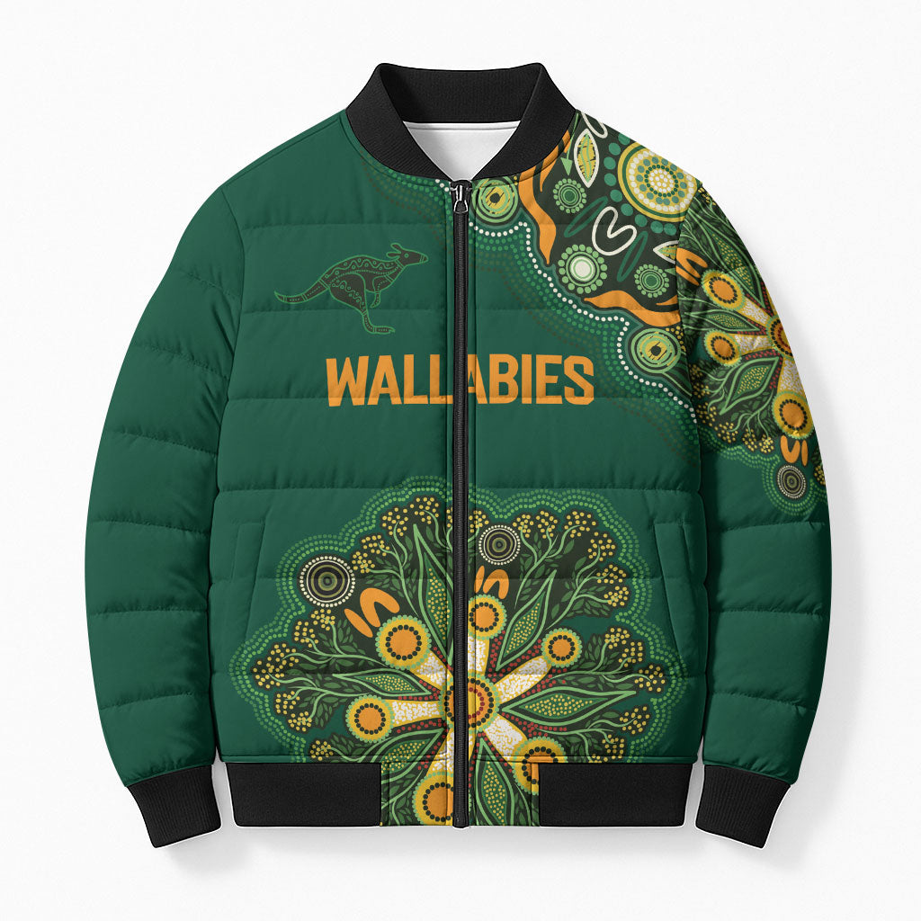 Australia Rugby National Heritage Custom Bomber Puffer Jacket Indigenous Aboriginal Dot Art