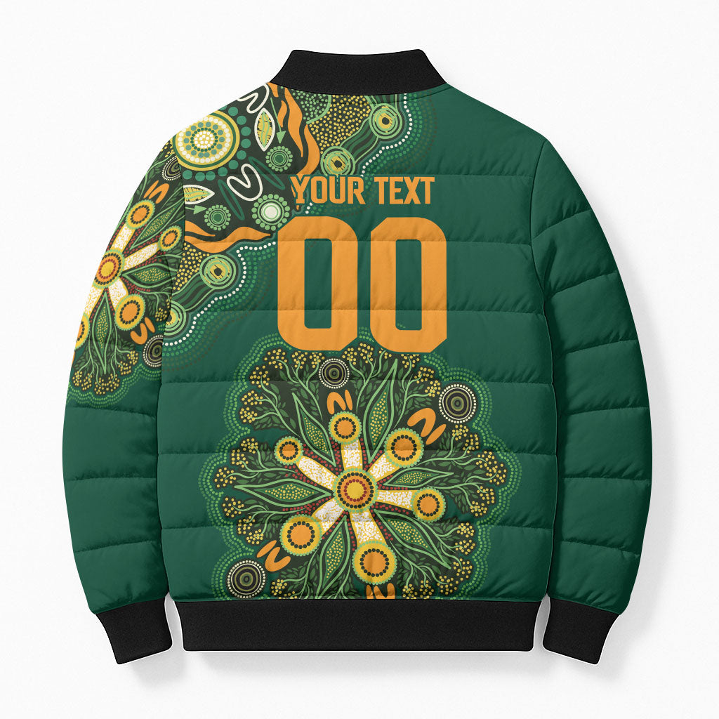 Australia Rugby National Heritage Custom Bomber Puffer Jacket Indigenous Aboriginal Dot Art