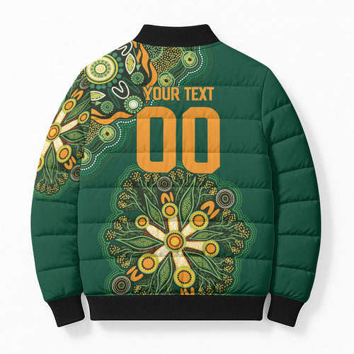 Australia Rugby National Heritage Custom Bomber Puffer Jacket Indigenous Aboriginal Dot Art
