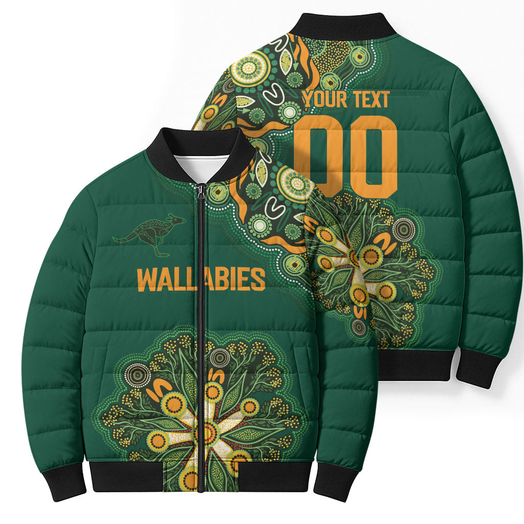 Australia Rugby National Heritage Custom Bomber Puffer Jacket Indigenous Aboriginal Dot Art