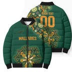 Australia Rugby National Heritage Custom Bomber Puffer Jacket Indigenous Aboriginal Dot Art