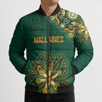 Australia Rugby National Heritage Custom Bomber Puffer Jacket Indigenous Aboriginal Dot Art