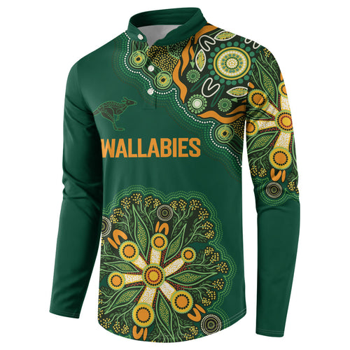 Australia Rugby National Heritage Custom Button Sweatshirt Indigenous Aboriginal Dot Art