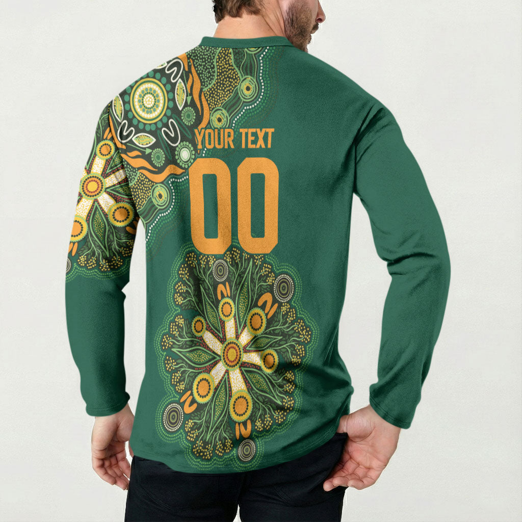 Australia Rugby National Heritage Custom Button Sweatshirt Indigenous Aboriginal Dot Art