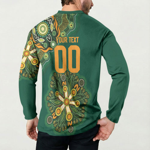 Australia Rugby National Heritage Custom Button Sweatshirt Indigenous Aboriginal Dot Art
