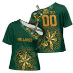 Australia Rugby National Heritage Custom Cross Shoulder Shirt Indigenous Aboriginal Dot Art