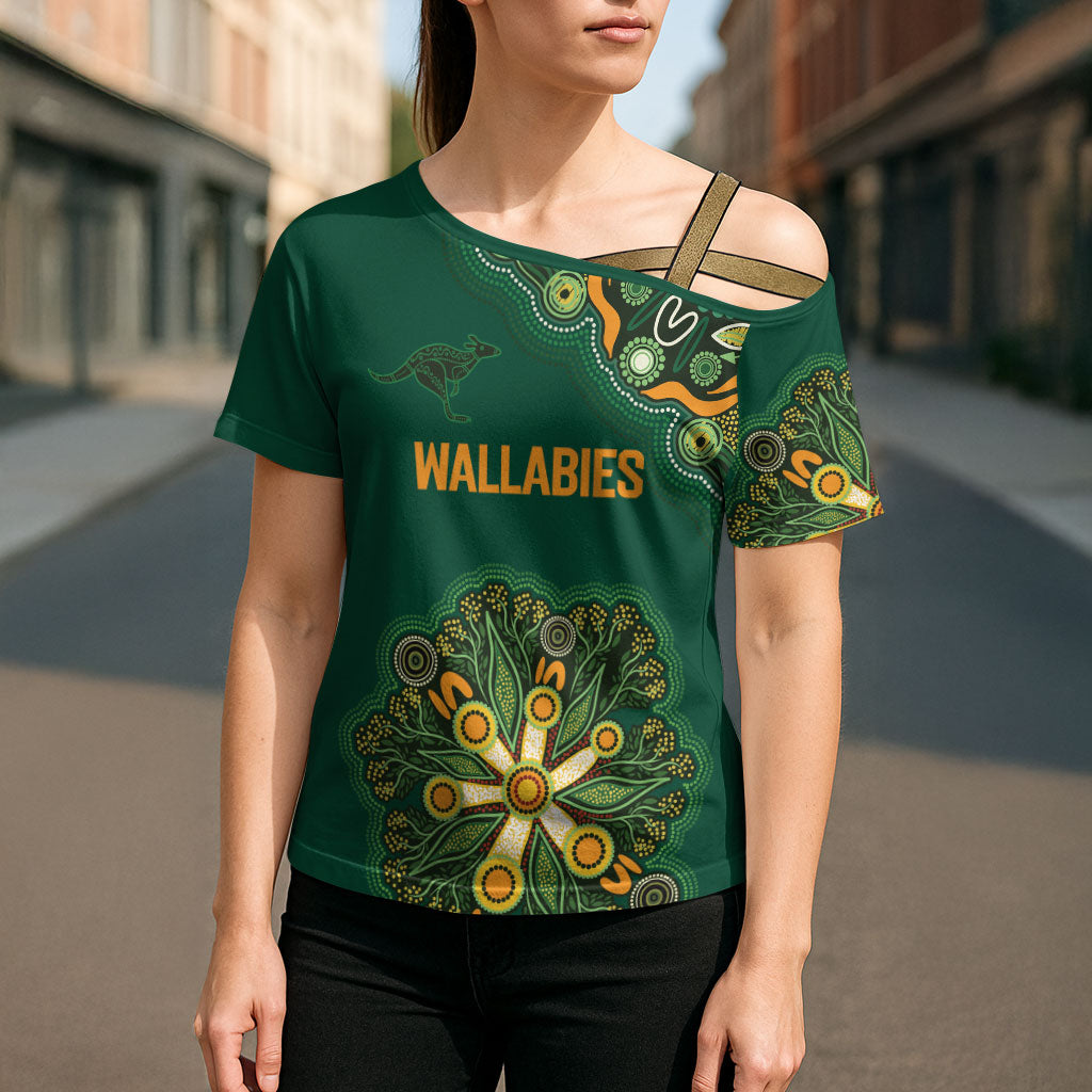 Australia Rugby National Heritage Custom Cross Shoulder Shirt Indigenous Aboriginal Dot Art