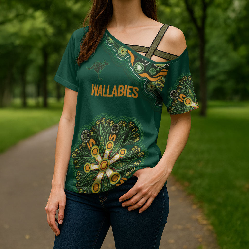 Australia Rugby National Heritage Custom Cross Shoulder Shirt Indigenous Aboriginal Dot Art