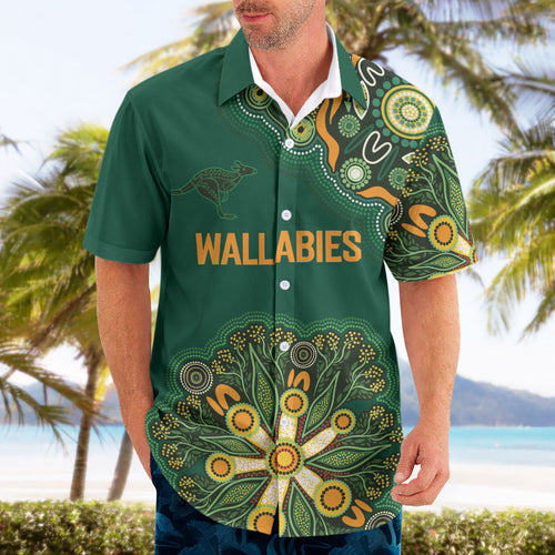 Australia Rugby National Heritage Custom Hawaiian Shirt Indigenous Aboriginal Dot Art
