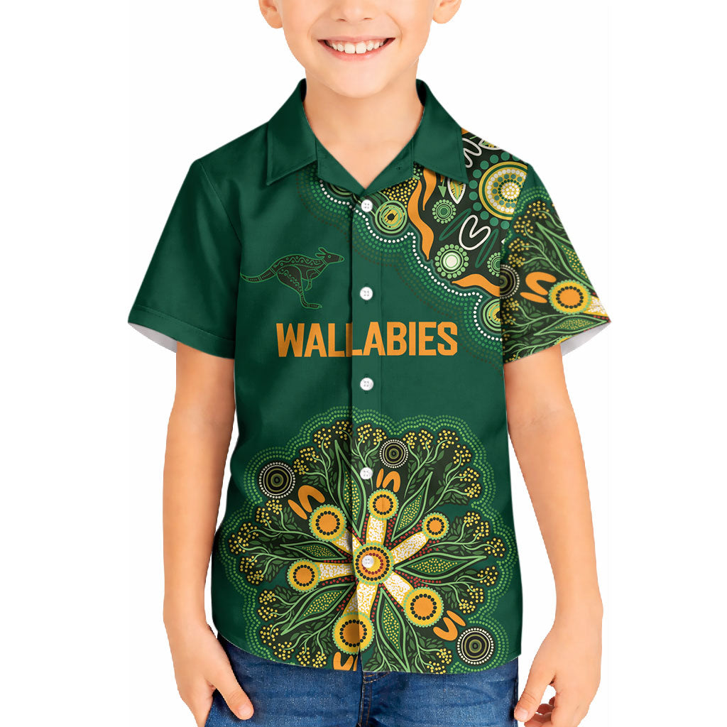 Australia Rugby National Heritage Custom Kid Hawaiian Shirt Indigenous Aboriginal Dot Art