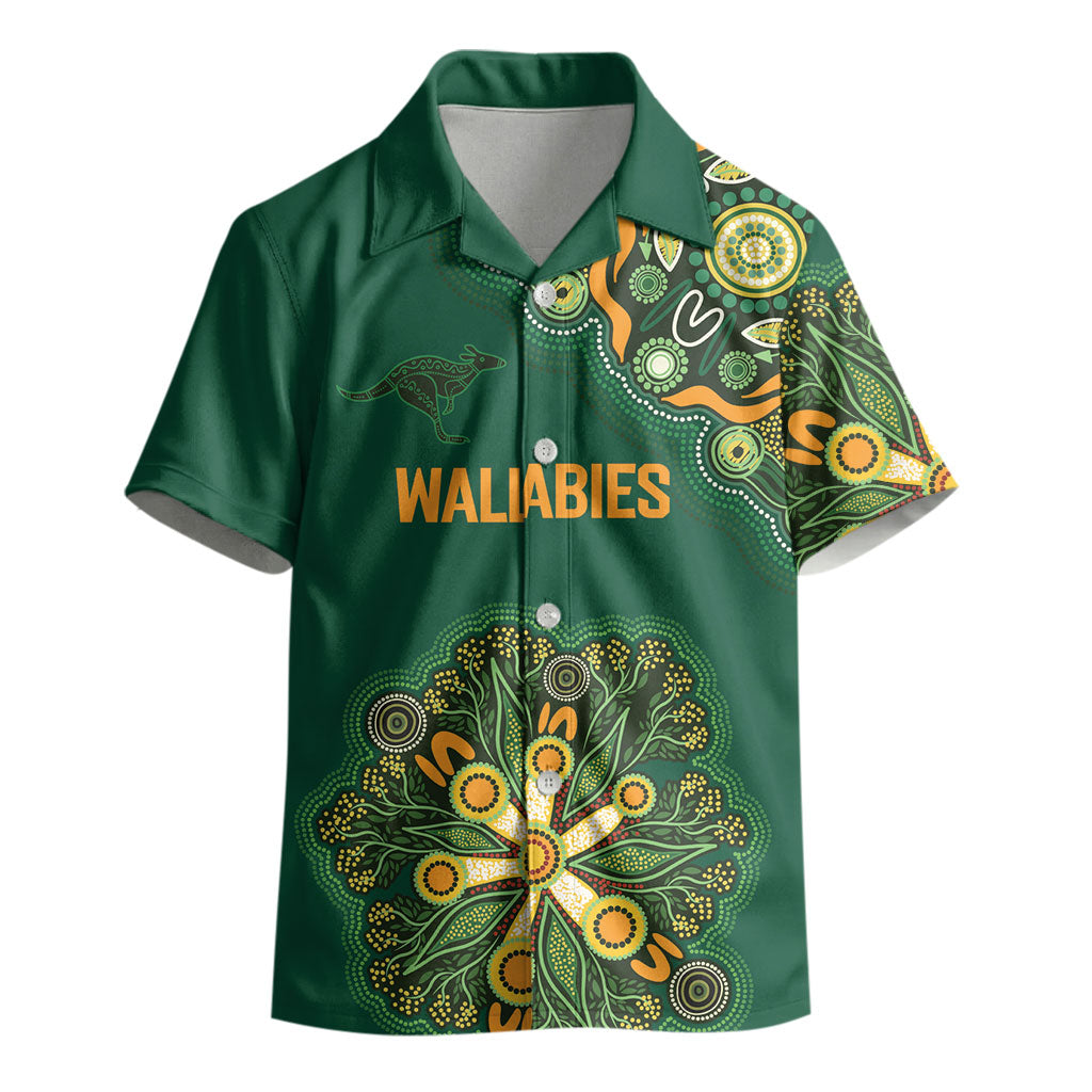 Australia Rugby National Heritage Custom Kid Hawaiian Shirt Indigenous Aboriginal Dot Art
