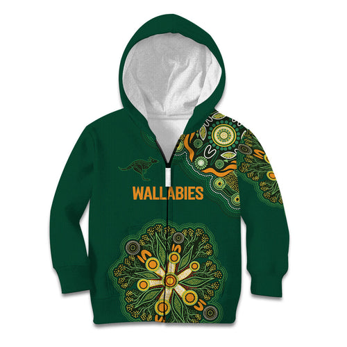 Australia Rugby National Heritage Custom Kid Hoodie Indigenous Aboriginal Dot Art