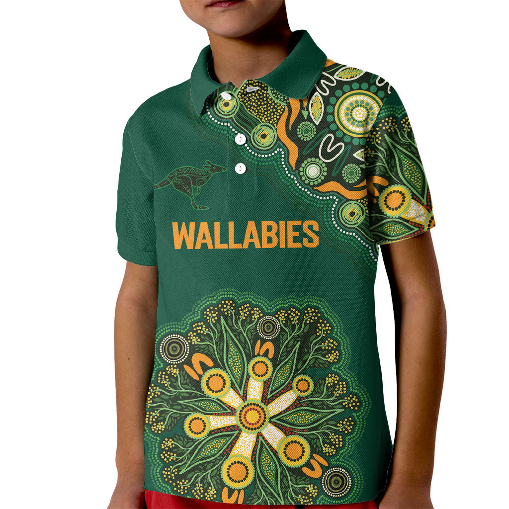 Australia Rugby National Heritage Custom Kid Polo Shirt Indigenous Aboriginal Dot Art