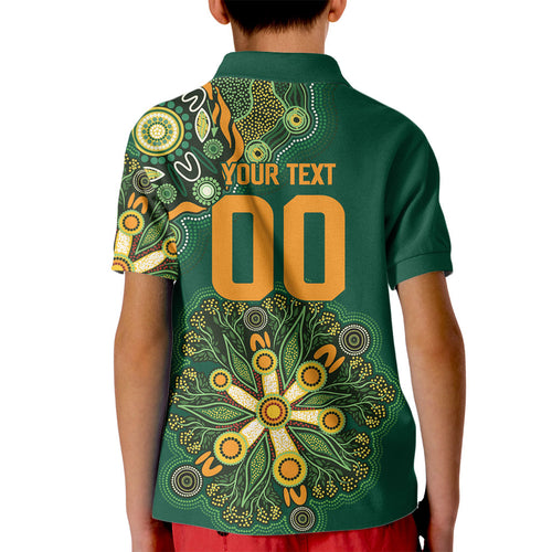 Australia Rugby National Heritage Custom Kid Polo Shirt Indigenous Aboriginal Dot Art