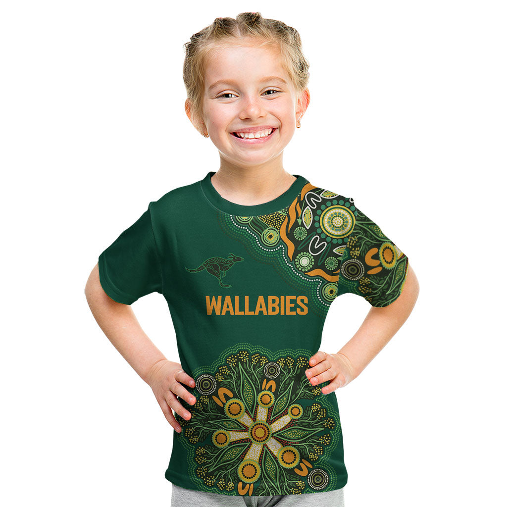 Australia Rugby National Heritage Custom Kid T Shirt Indigenous Aboriginal Dot Art