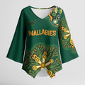 Australia Rugby National Heritage Custom Kimono Sleeve Blouse Indigenous Aboriginal Dot Art