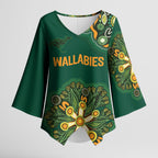 Australia Rugby National Heritage Custom Kimono Sleeve Blouse Indigenous Aboriginal Dot Art