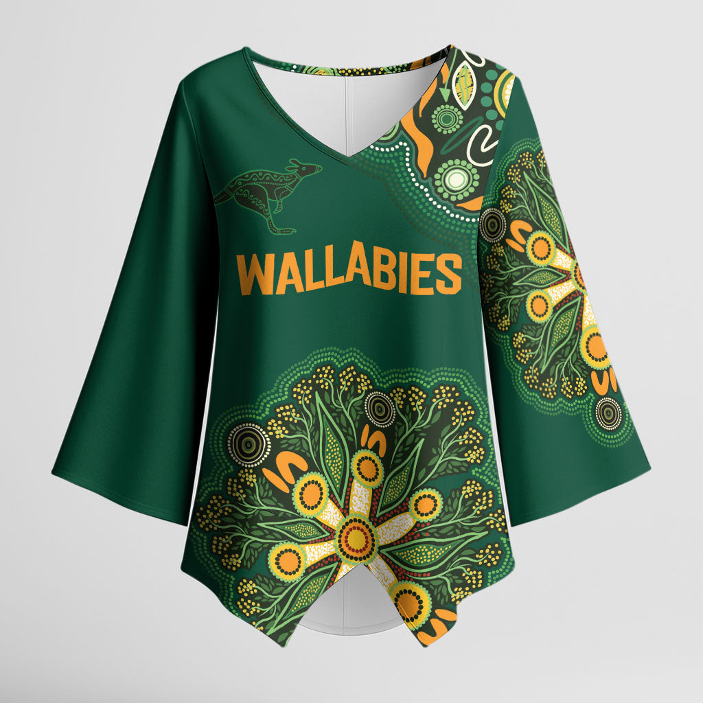 Australia Rugby National Heritage Custom Kimono Sleeve Blouse Indigenous Aboriginal Dot Art
