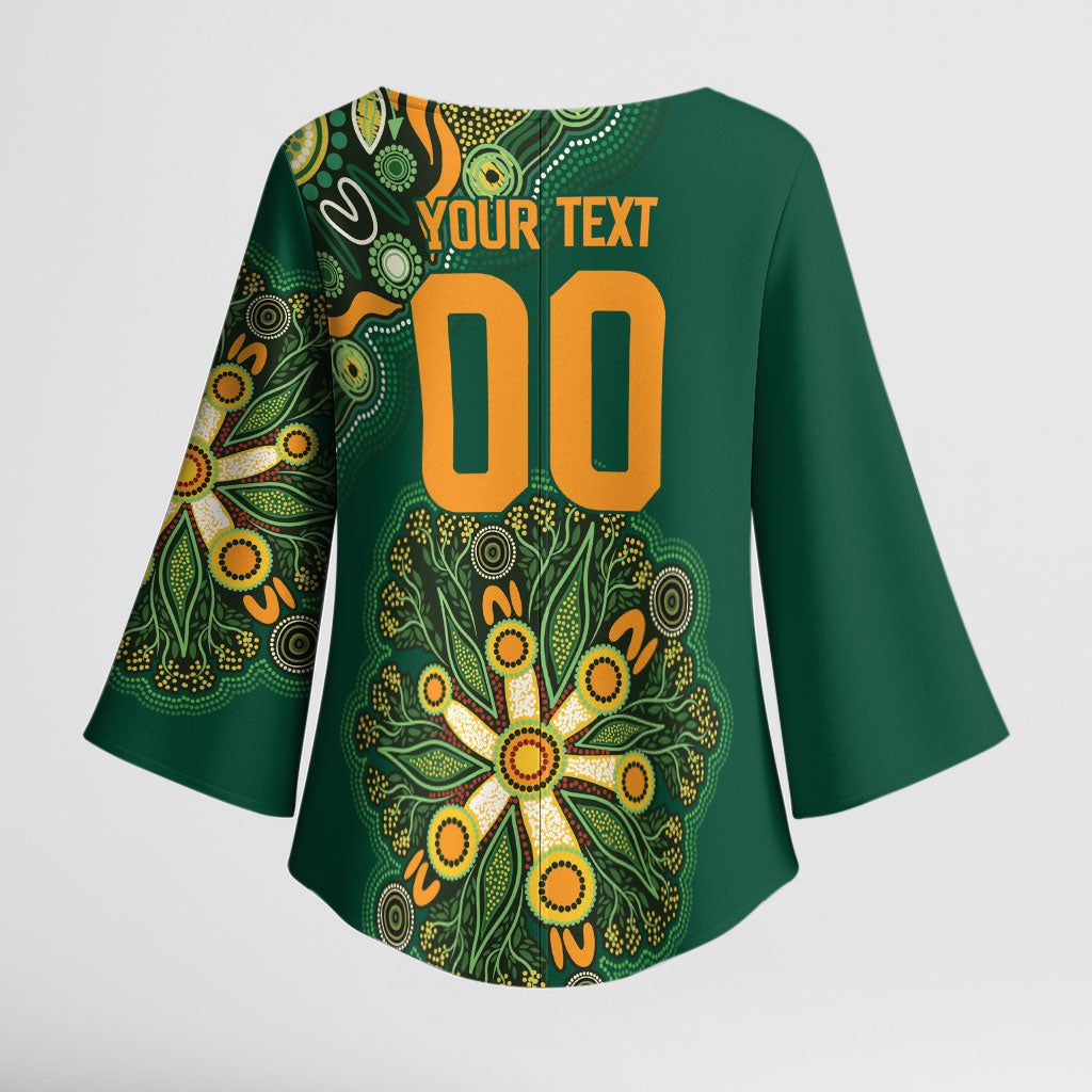 Australia Rugby National Heritage Custom Kimono Sleeve Blouse Indigenous Aboriginal Dot Art