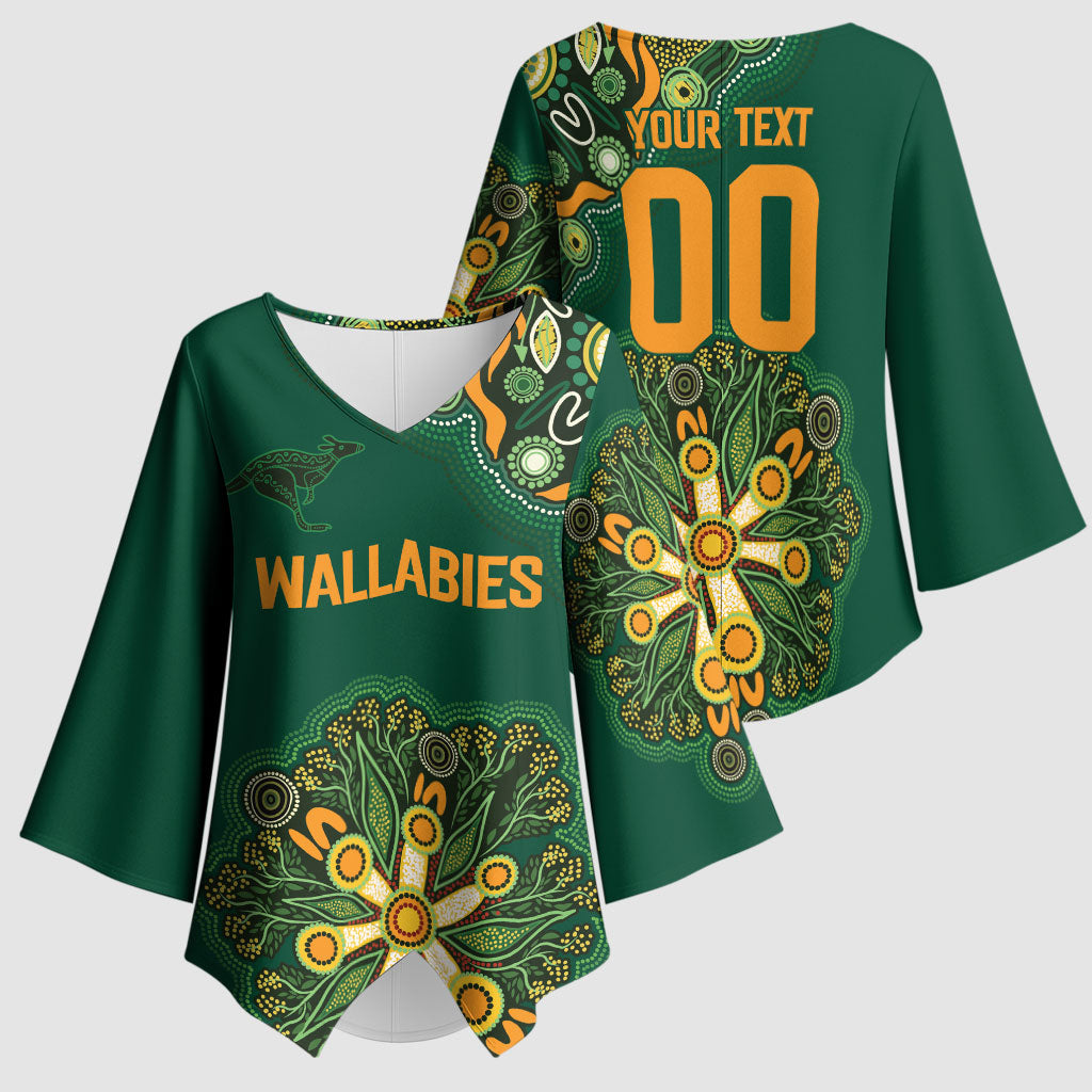 Australia Rugby National Heritage Custom Kimono Sleeve Blouse Indigenous Aboriginal Dot Art