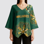 Australia Rugby National Heritage Custom Kimono Sleeve Blouse Indigenous Aboriginal Dot Art