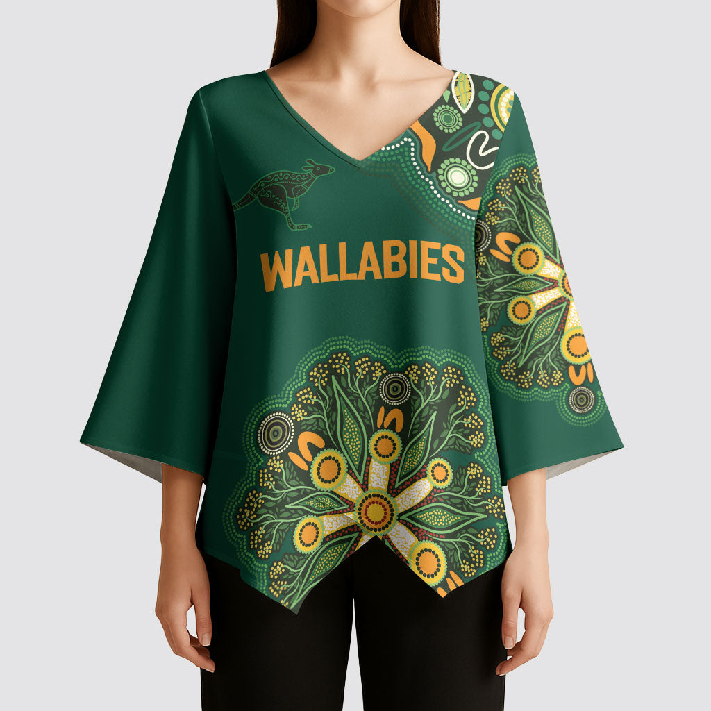 Australia Rugby National Heritage Custom Kimono Sleeve Blouse Indigenous Aboriginal Dot Art
