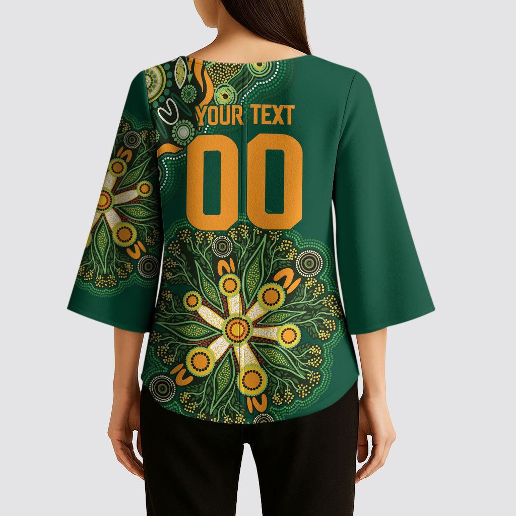 Australia Rugby National Heritage Custom Kimono Sleeve Blouse Indigenous Aboriginal Dot Art