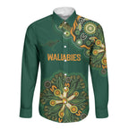 Australia Rugby National Heritage Custom Long Sleeve Button Shirt Indigenous Aboriginal Dot Art