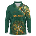 Australia Rugby National Heritage Custom Long Sleeve Polo Shirt Indigenous Aboriginal Dot Art