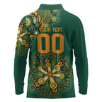 Australia Rugby National Heritage Custom Long Sleeve Polo Shirt Indigenous Aboriginal Dot Art
