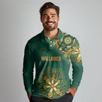 Australia Rugby National Heritage Custom Long Sleeve Polo Shirt Indigenous Aboriginal Dot Art