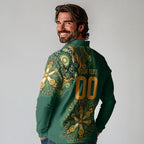Australia Rugby National Heritage Custom Long Sleeve Polo Shirt Indigenous Aboriginal Dot Art