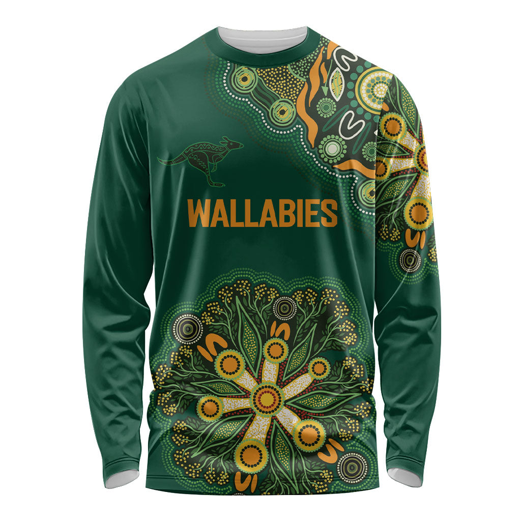 Australia Rugby National Heritage Custom Long Sleeve Shirt Indigenous Aboriginal Dot Art
