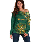 Australia Rugby National Heritage Custom Off Shoulder Sweater Indigenous Aboriginal Dot Art