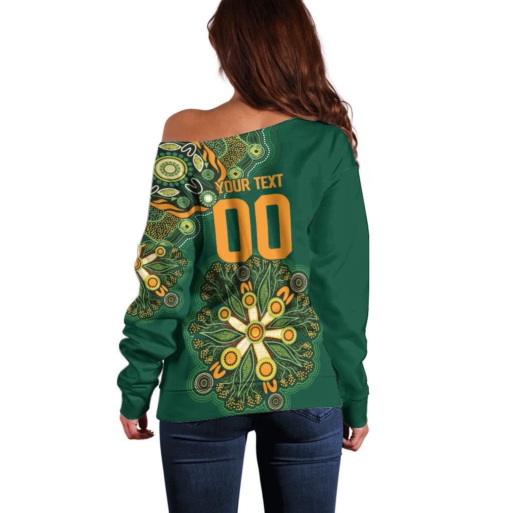 Australia Rugby National Heritage Custom Off Shoulder Sweater Indigenous Aboriginal Dot Art
