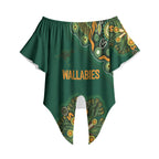Australia Rugby National Heritage Custom Off Shoulder Wrap Waist Top Indigenous Aboriginal Dot Art