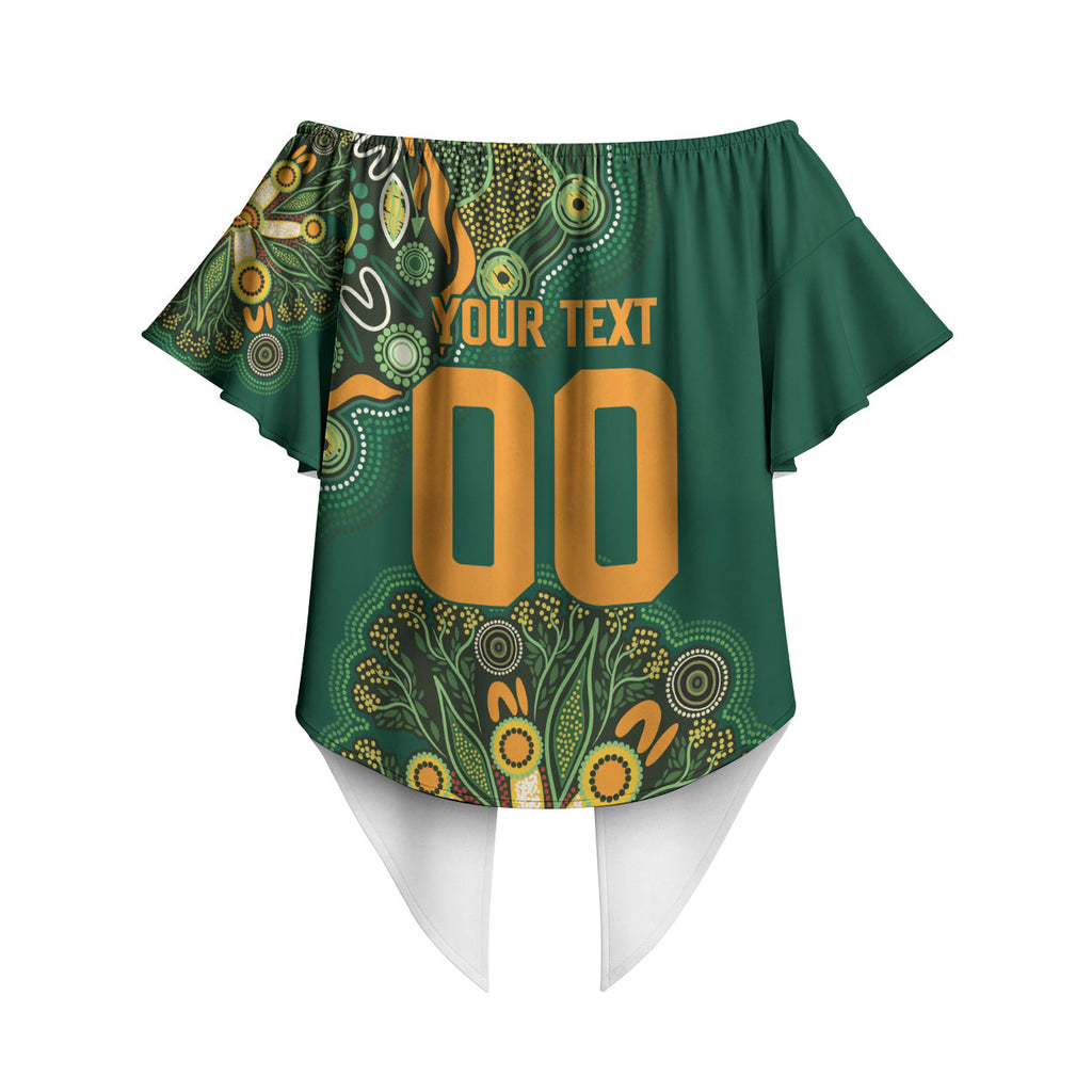 Australia Rugby National Heritage Custom Off Shoulder Wrap Waist Top Indigenous Aboriginal Dot Art