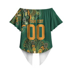 Australia Rugby National Heritage Custom Off Shoulder Wrap Waist Top Indigenous Aboriginal Dot Art