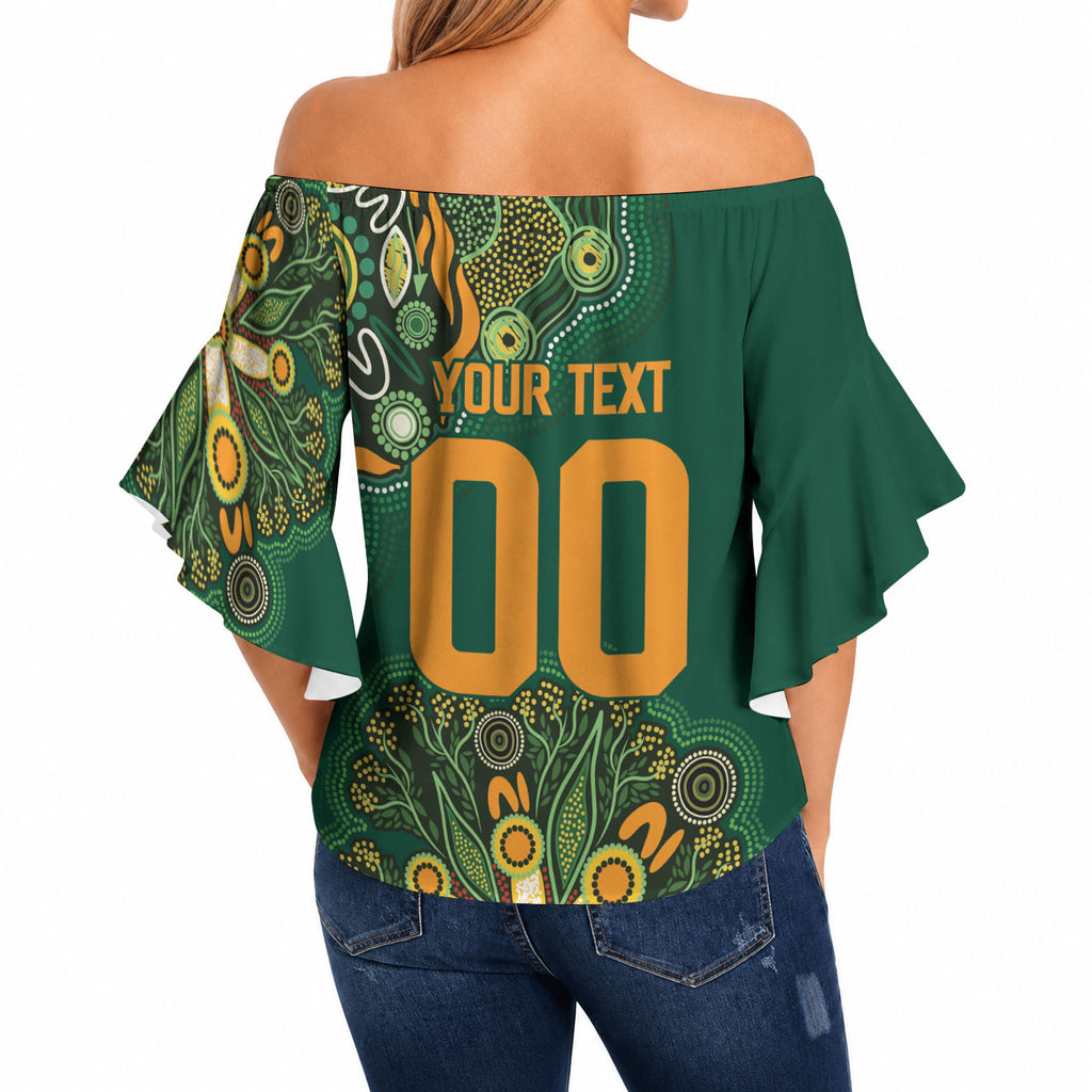 Australia Rugby National Heritage Custom Off Shoulder Wrap Waist Top Indigenous Aboriginal Dot Art