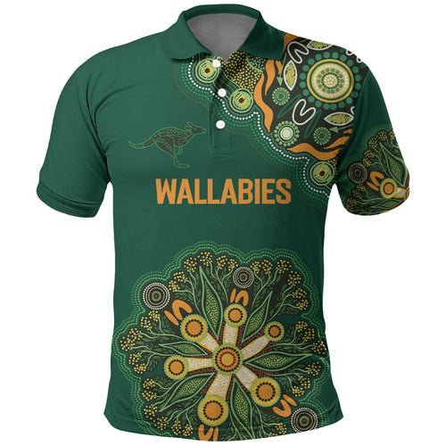 Australia Rugby National Heritage Custom Polo Shirt Indigenous Aboriginal Dot Art