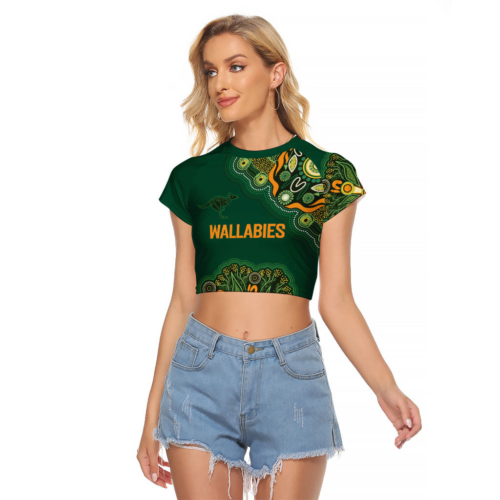 Australia Rugby National Heritage Custom Raglan Cropped T Shirt Indigenous Aboriginal Dot Art
