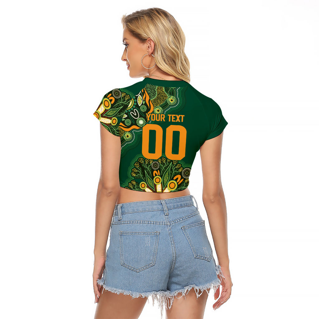 Australia Rugby National Heritage Custom Raglan Cropped T Shirt Indigenous Aboriginal Dot Art