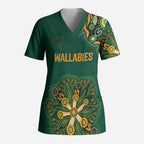 Australia Rugby National Heritage Custom Scrub Top Indigenous Aboriginal Dot Art