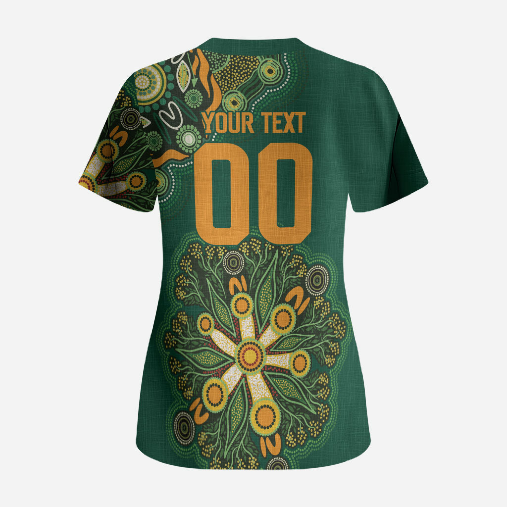Australia Rugby National Heritage Custom Scrub Top Indigenous Aboriginal Dot Art