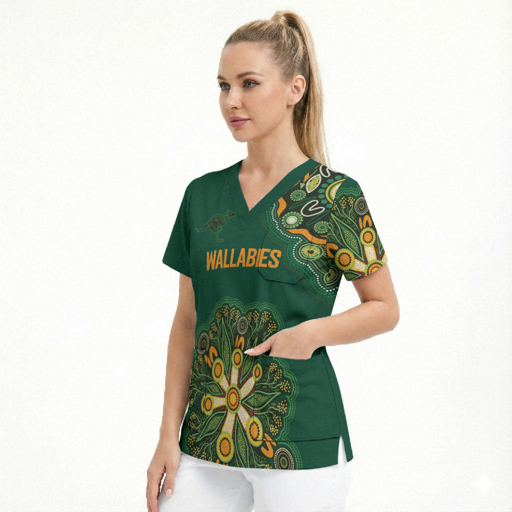Australia Rugby National Heritage Custom Scrub Top Indigenous Aboriginal Dot Art