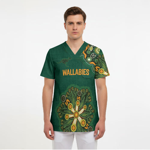 Australia Rugby National Heritage Custom Scrub Top Indigenous Aboriginal Dot Art