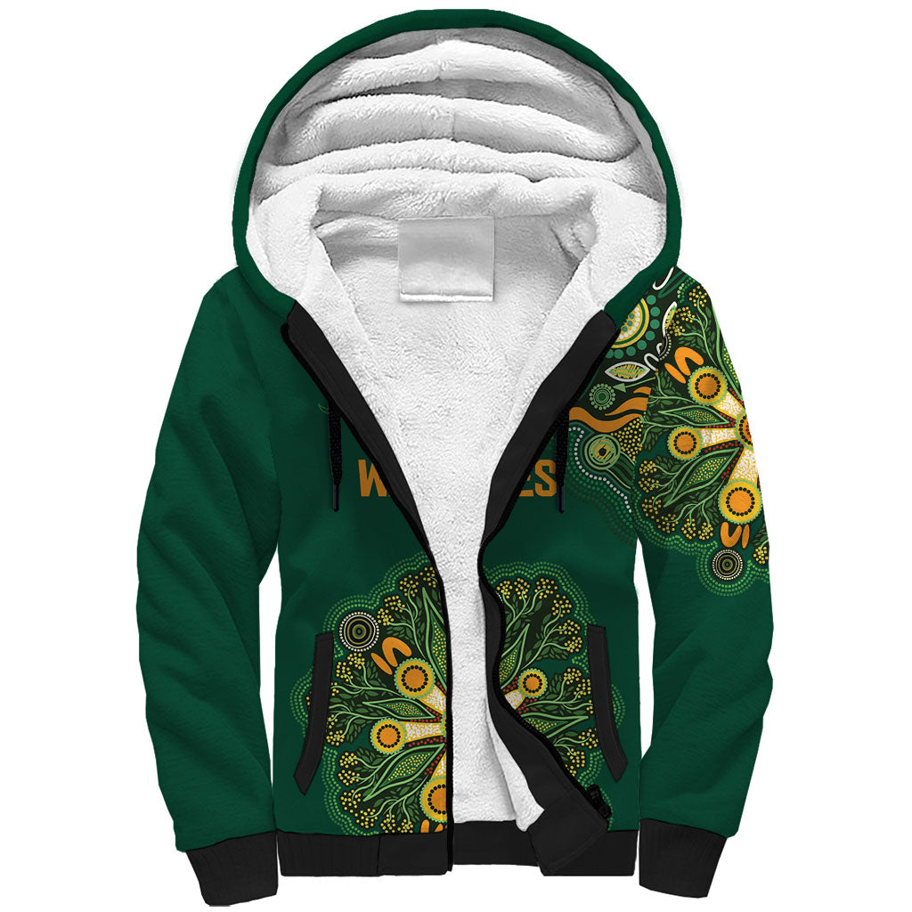 Australia Rugby National Heritage Custom Sherpa Hoodie Indigenous Aboriginal Dot Art